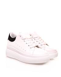 Le talon est une semelle en pu antidérapante et résistante à l'usure. Baskets Blanches Unies A Semelle Plateforme Epaisse