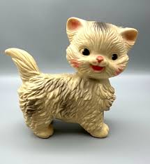 Edward Mobley Cat Toy Kitsch Vintage 1960's Rubber Head and Body Squeak  Textured