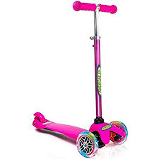 Toysery Scooter For Kids 3 Wheel Adjustable Height Mini Kick Scooter With Led Light Up Wheels 44lb 3 Wheels In Total 2 A Kick Scooter Kids Scooter 3rd Wheel