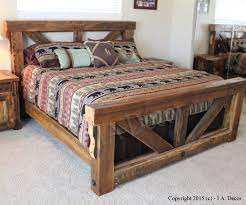 It has a solid and engineered wood frame with a smoky wood grain for a more organic look. Big Timber Trestle Bed Frame Madera Recuperada 6x6 Madera Marco Cama Solo Hacemos Algunas De Estas C Diy Furniture Bedroom Bed Frame Design Wooden Bed Frames