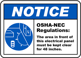 This includes equipment such as cabinets, boxes, cable trays, raceways, conduit, elbows, fittings. Notice Panel Must Be Clear For 48 Inches Label E3455l By Safetysign Com