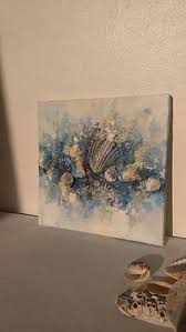 Abstract Acrylic And Mixed Media Canvas Painting It Has Many Layers And Rich Textures Made With Real Seashe Decoracao Com Conchas Pintura Em Pedras Pinturas