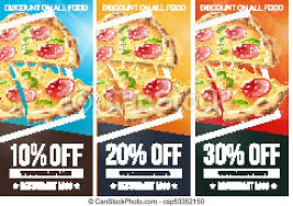 When are new approved food discount codes added? Fast Food Pizza Discount Voucher Templates Vector Eps10 Canstock