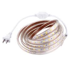 120 Leds Smd 5050 Casing Ip65 Waterproof Led Light Strip With Power Plug 60 Led M Length 2m Ac 220v White Light Alexnld Com