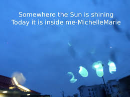 Sun is shining, the weather is sweet, yeah make you wanna move your dancing feet now to the rescue, here i am want you to know, y'all, can you understand? Somewhere The Sun Is Shining Today It Is Inside Me Tell Me About It