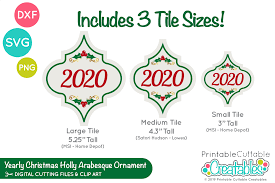 Download 2020 Yearly Holly Arabesque Tile Ornament Svg File