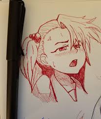 It was really hard to find, so to make it more easy for you guys i made this. I M Getting Better At Making Art With Fountain Pens Anime Girl Sketch In Noodlers Red With My Safari Fountainpens