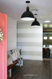 Diy Striped Accent Wall With Gray White Stripes Lolly Jane Striped Walls Striped Accent Walls Striped Accent Wall