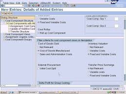 Sap Product Costing Configuration Define Cost Component Structure Sap Risk Management Configuration