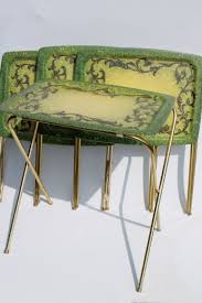 Photo Of Vintage Tv Table Tray Table Set Folding Tables W Retro Fiberglass Trays 1 75 Vintage Tv Trays Tray Table Vintage Tv
