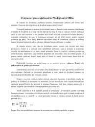 • rata de distribuire a dividendului, adica raportul dintre dividende si profit net; ConÅ£inutul Si Mesajul Tezei Lui Modigliani Si Miller