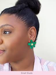 Flora Studs in Green