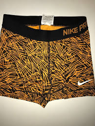 Black And Orange Nike Shorts Nike Pro Womens Small Orange And Black Pattern Spandex Shorts Clueless Outfits Fashion Spandex Shorts