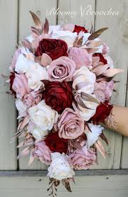 ― photo inspiration from ―. Cascade Bridal Bouquet Wine Rose Gold Dusty Rose Bouquet Bridal Flowers Custom Wedding Package Blush And Ivory Bouquet Bridal Bouquet Gold Wedding Bouquets Red Bouquet Wedding