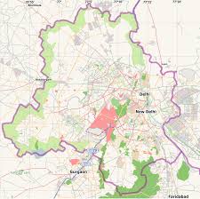 Vector illustration of delhi map with district name in right upper map, satellite, terrain icons via. South Delhi Wikipedia