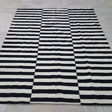Black And White Wool Rug Uk Black And White Ivory Striped Rug Handmade Striped Kilim Rug Etsy Striped Rug Striped Kilim Black And White Carpet