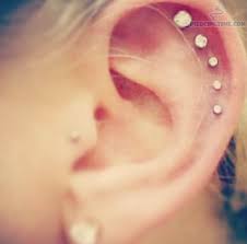 Scapha Ear Piercing With Diamond Studs Ear Piercings Triple Ear Piercing Second Ear Piercing