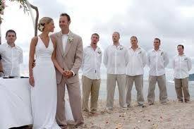 Khaki Pants White Shirt For The Hot Summer Beach Wedding Groom Beach Wedding Suits Beach Wedding White