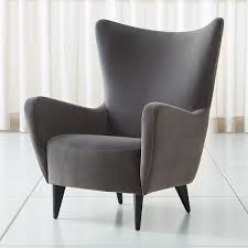 Elsa Grey Velvet Wingback Chair Reviews Crate And Barrel In 2020 Velvet Wingback Chair Wingback Chair Living Room Chairs