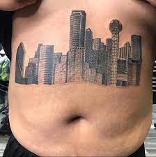 Dallas texas silhouette city skyline digital 8 x | etsy. Before After Dallas Skyline Rose Gold Tattoos Facebook