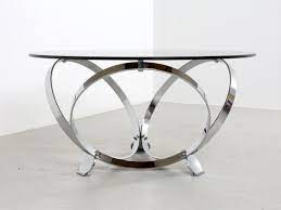 Amara luxury coffee table featuring chrome base glass designer white gloss wood. Chrome And Glass Round Coffee Table By Knut Hesterberg 1970s For Sale At Pamono