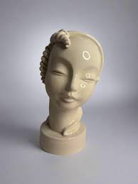 Vintage 1930's Art Deco Kent Art Ware Ceramic Woman's Bust Statue