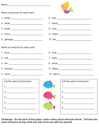 Synonyms Antonyms Synonyms And Antonyms Antonyms Worksheet Antonyms