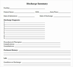 Fake Hospital Discharge Forms Lovely Discharge Summary Template Document Templates Templates Best Resume Template