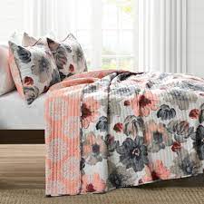 Baby bedding crib set watercolor peach/coral and gray cherry blossom abusymother nursery bedding. Leah Quilt 3 Piece Set Lush Decor Www Lushdecor Com Lushdecor
