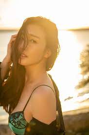 Iori Kogawa, Asian, women, hair in face, bikini top, sunset | 1280x1920  Wallpaper - wallhaven.cc
