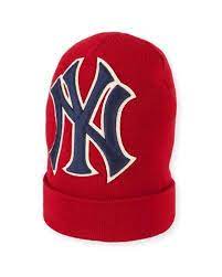 Gucci Men S New York Yankees Mlb Patch Beanie Hat Hut Manner Designer Hute Beanie Mutze