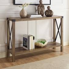 Modern Farmhouse Rustic Oak Console Table Pier 1 Imports Modernhomedecorgeometric Rustikale Konsolentische Tisch Hinter Couch Dekor
