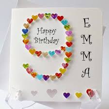 This video shows how to make a birthday card with white paper a4 size without glue. 9th Birthday Card Handmade And Personalised Age 9 Card Etsy Handmade Birthday Cards Birthday Card Sayings Girl Birthday Cards