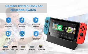Connect the hdmi cable to the tv. Amazon Com Switch Tv Dock With Ethernet Lan Port Centeni Switch Docking Station Portable Switch Dock Connect To Tv Via Hdmi Automatically Replacement Charging Stand Dock For Nintendo Switch Computers Accessories
