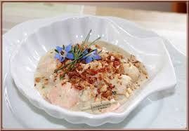 La Table Lorraine D Amelie St Jacques Et Crevettes Gratinees Panure Au Jambon Fume Panure Jambon Fume Crevettes