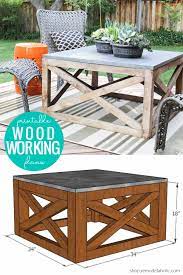 Build a perfect diy outdoor coffee table for your deck or outdoor space with these woodworking plans featuring a square wood x base and faux stone top. Diy Cuadrado De Madera Mesa De Cafe Interior O Exterior De La Carpinteria Planes Outdoor Furniture Plans Outdoor Woodworking Plans Diy Furniture Plans