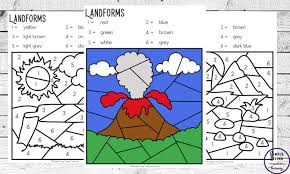 Animals, barbie, cartoons, plants, disney, education, lol surprise, mandalas, marvel coloring pages. Landforms Colour By Code Worksheets Simple Living Creative Learning