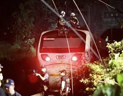 Rescuers struggling to reach crushed carriages. 2z1na1hagtf3gm
