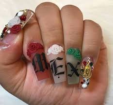 Pin By Teresa Morales On Nails Mexican Nails Quinceanera Nails Swag Nails