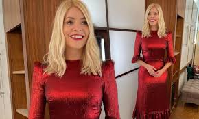 Dupe of holly willoughby outfit today. This Morning Holly Willoughby Wears Rented 1 595 Red Dress Daily Mail Online