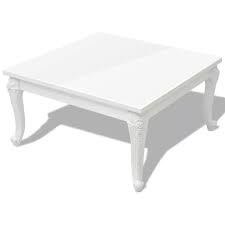 Weiß, hochglanz metallapplikationen ablagefläche maße: Vidaxl Couchtisch 80x80x42 Cm Hochglanz Weiss Real De