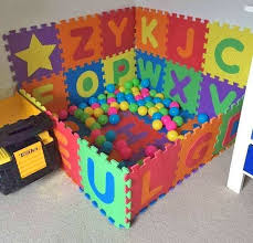 Interlocking Letter Play Mats Let You Build Your Own Ball Pit Ball Pit Playroom Organization Toddler Room Organization