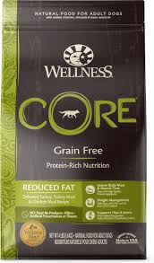 Less than 20% total fat is the recommendation for a low fat diet while 10% to 12. Wellness Core Grain Free Reduced Fat Turkey Chicken Recipe Dry Dog Food 4 Lb Bag Chewy Com