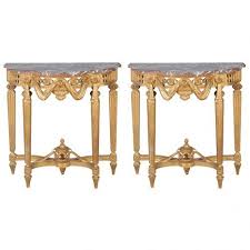 Magnificent Pair Of Italian Giltwood Consoles With Marble Tops Antique Console Table Antique Table Marble Top