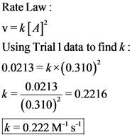 Using The Given Data Determine The Rate Constant Of This Reaction A 2b C D Home Work Help Learn Cbse Forum
