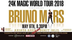 Bruno can't stop, won't stop touring and he's been earning millions along the way. Bruno Mars 24k Magic World Tour 2018 Live In Kuala Lumpur Platinumlist Net
