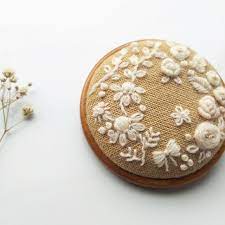 snow 刺繍ブローチ 木枠 5 5 刺繍 ブローチ 刺繍 図案