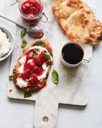 My recipe for basil strawberry rhubarb jam is quite easy to make. What S Gaby Cooking Breakfast Flatbread With Ricotta And Strawberry Basil Jam