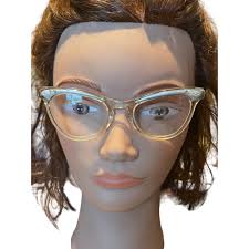 Vintage 50s Cat Eye Glasses Jeweled Shuron Aluminum