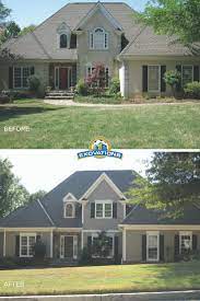 Traditionally, stucco was made with lime, sand and water. This Home Facelift Included Removing Stucco And Replacing With Fiber Cement Siding Window Replace Exterior Remodel House Paint Exterior Home Exterior Makeover